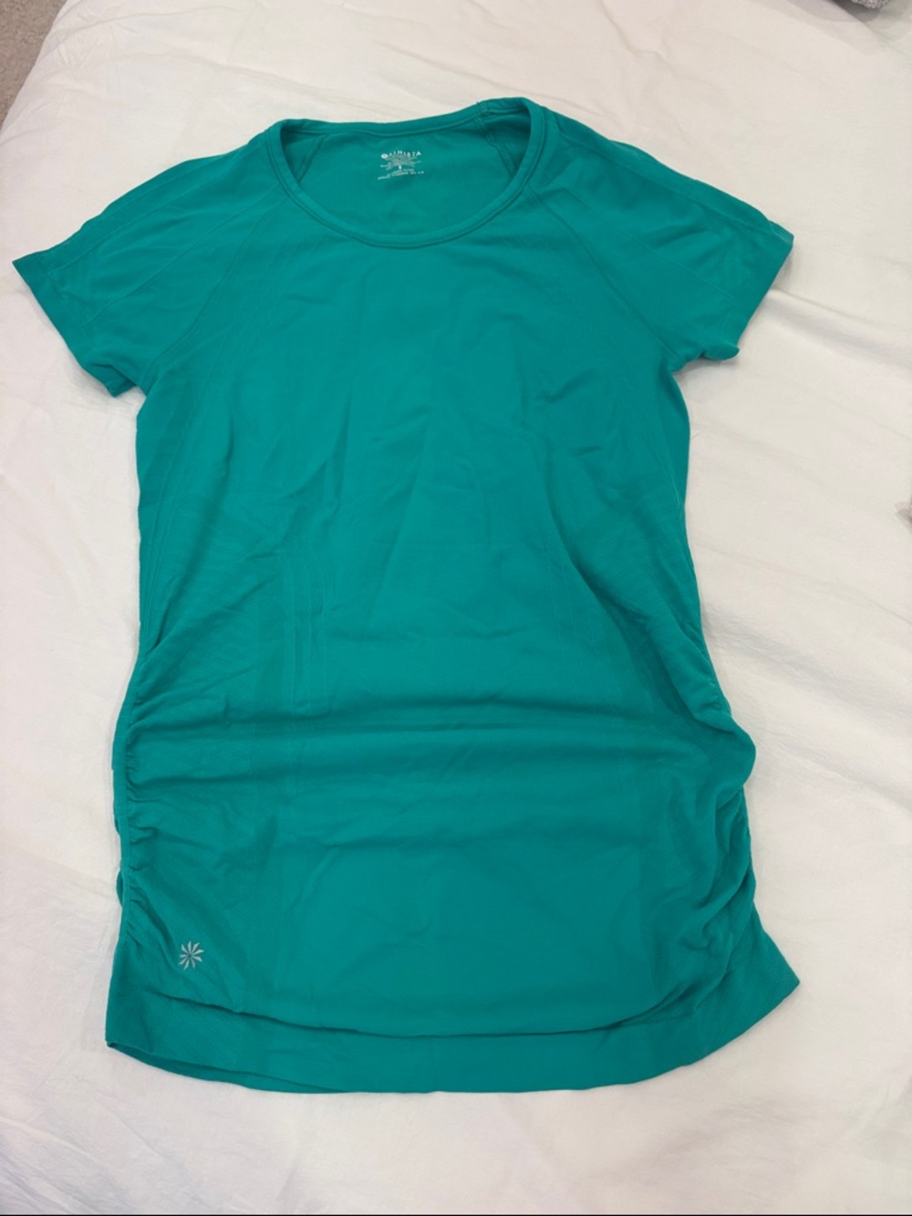 Athleta Teal Short-Sleeve Performance Crewneck Top